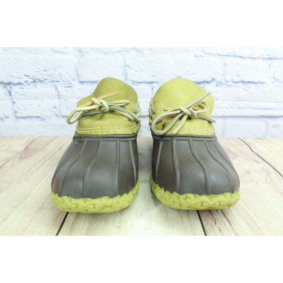 LL Bean Boots Rubber Moc Nubuck Green Brown Waterproof Unlined Size 7 M - Picture 4 of 10